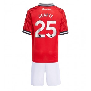 Manchester United Manuel Ugarte #25 Primera Equipación Niños 2025-26 Manga Corta (+ Pantalones cortos)